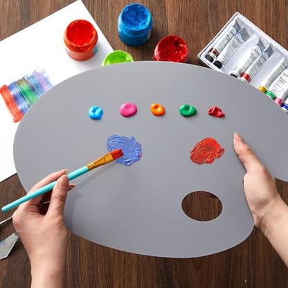 Honoson Large 2 Pack 15.7 x 11.8 Inch Neutral Grey Acrylic Paint Palette with Opaque Paint Pallet, Big Size Easy to Clean Non Stick Artist Pallet for Oil Watercolor Craft DIY Painting Palette (Oval) - size: 11.8 x 15.7 Inch, style: Oval