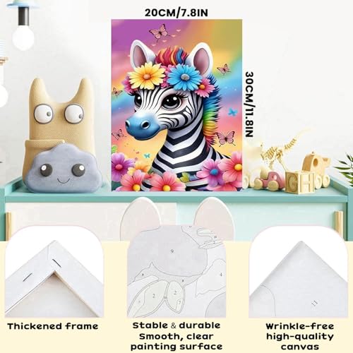 WEMEON Zebra Paint by Numbers Kit for Kids with Frame and Easel, Easy Paint by Numbers Kits for Kids Ages 8-12, Small Painting by Number for Birthday Gift, Painting Party(8X12inch) - color: DAYH-0073-US(8X12inch)