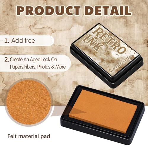 ForraFun 4 Pcs Craft Ink Pads 3.7" x 2.3" x 0.86" Washable Fingerprint Ink Pads Vintage Black, Walnut Stain, Vintage Photo, and Antique Linen for DIY Paper Wood Fabric Scrapbooking Rubber Stamps