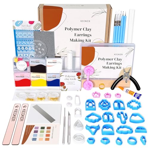 Keoker 123 PCS Clay Earring Making Kit, Polymer Clay Jewelry Making Kit for Teens and Adults, Fashion Designer Kits, Polymer Clay Earrings Kit Crafts, Great Gifts - color: PLUS