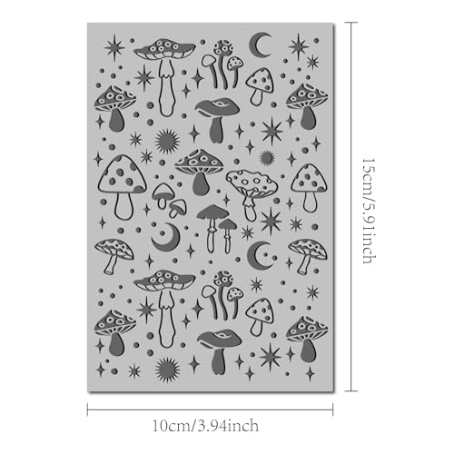 Arbuya Polymer Clay Mushroom Texture Sheets for Earrings Jewelry Making, Boho Style Clay Moon Texture Mats for Polymer Clay Projects Mushroom Stamps for Clay Earrings Tools