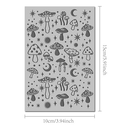 Arbuya Polymer Clay Mushroom Texture Sheets for Earrings Jewelry Making, Boho Style Clay Moon Texture Mats for Polymer Clay Projects Mushroom Stamps for Clay Earrings Tools