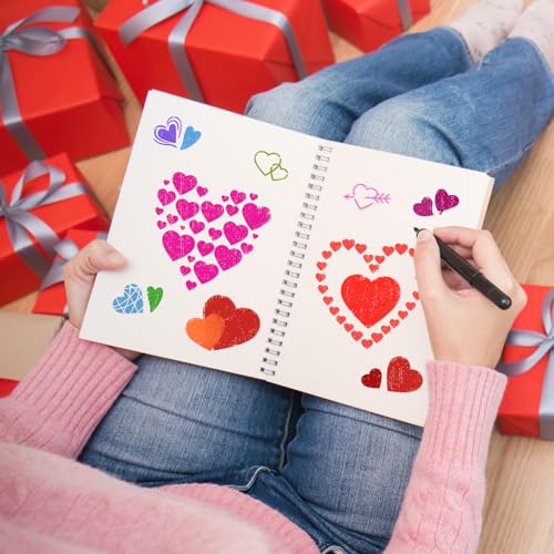 JarThenaAMCS 16Pcs Heart Shaped Stencils Assorted Stencils Reusable Love Heart Plastic Drawing Painting Template for Mother's Day Valentine's Day DIY Art Craft Painting on Wood - style: Heart