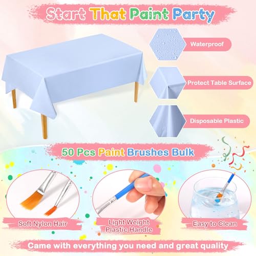 8 Pack 8x10 Inch Canvas Painting Kit, 107 PCS Canvas Boards for Painting with 50 Brushes & Paint Trays & Acrylic Paint & No Spill Cup & Apron & Tablecloth, Mini Painting Canva with Easel Set for Party - color: Rich Colors-8 pack