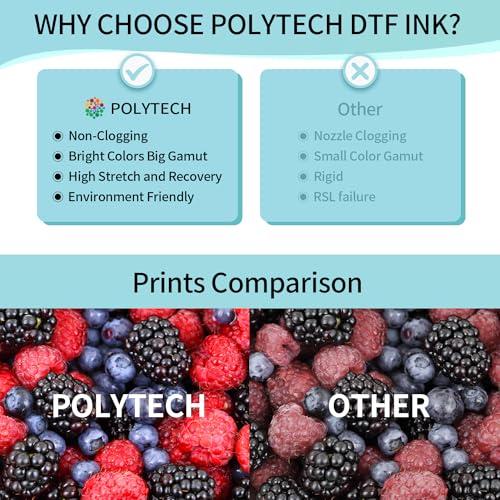 Polytech DTF White Ink 1000ML, Heat Transfer Printing Direct to Film, DTF Transfer Ink for PET Film, High Coverage Refillable DTF Ink for All DTF Printers - size: WH 1000ML