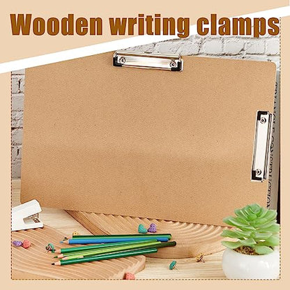 Henoyso 4 Pcs 14 x 20 Inch Extra Large Clipboard Wooden Lap Board with Low Profile Clip Brown Double Landscape Clip Hardboard Drawing Horizontal Clipboard for Paper Sketching Art Supplies