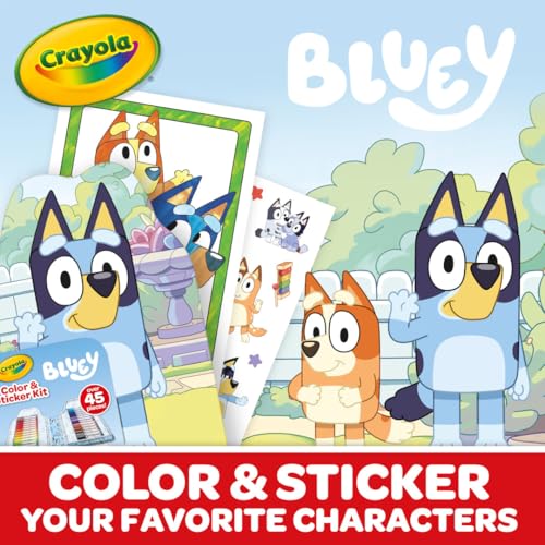 Crayola Bluey Art Kit for Kids (45pcs), Bluey Coloring Book Pages & Stickers for Kids, Arts & Crafts Set, Toys for Girls & Boys, Gift, 4+ - style: Art Kit, Bluey