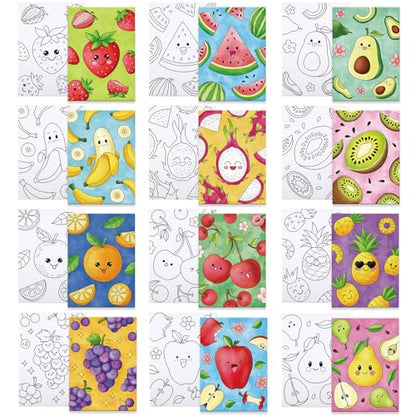 12 Packs Pre Drawn Canvas to Paint, 5" X 7" Fruits Pre Printed Canvas Paint Party for Painting, Pre Stretched Canvas Outline Painting Boards for Beginners, Party Favor - style: Fruits
