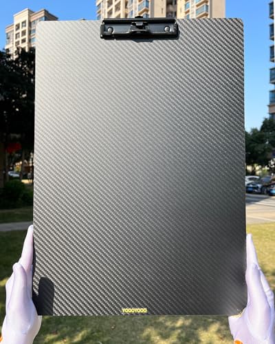12.6x17.6x0.06in Hard Lightweight Portable Vertical Carbon Fiber Clipboard Ledger A3 8K Size, with Black Low Profile Clips, Hook & Pen Holder, Smooth Drawing Board, Waterproof & Sun Resistant - color: Black Clip, size: 12.6*17.6*0.06inch+1Clip