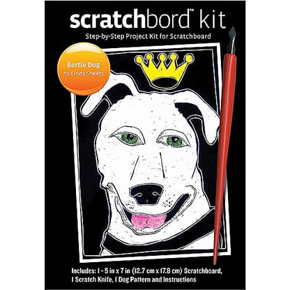 Ampersand Art Supply Scratchbord | Bertie Dog | 5’’ x 7’’ | Professional Scratchboard Art Panel | for Scratchboard Drawing, Illustration & Mixed Media - style: Bertie Dog