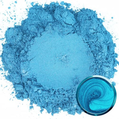 Matio Cerulean Blue Mica Powder for Epoxy Resin, 1.8oz/ 50g Pearlescent Effect Mica Powder Natural Color Pigment for Soap Making, Bath Bomb,Candle Dye,Resin Craft,Paint,Nails Art,Jewelry,Slime Pigment - color: Cerulean Blue