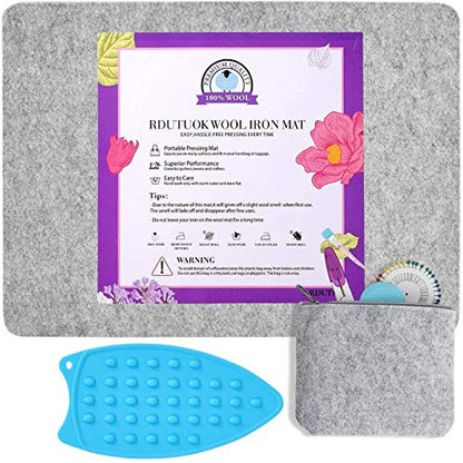 Rdutuok 17"x13.5" Wool Pressing Mat 100% New Zealand Felted Wool Ironing Mat Pad for Quilter, Sewing, Quilting Supplies and Notions - size: 17" x 13.5"