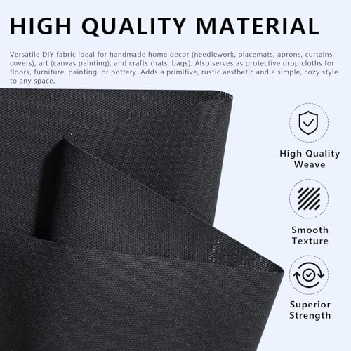 Canvas Fabric, 60" Wide Medium Weight 8 oz Duck Fabric for Quilting, Sewing, Crafts, Painting, Drop Cloths (Black) - color: Black, size: 60''x40''