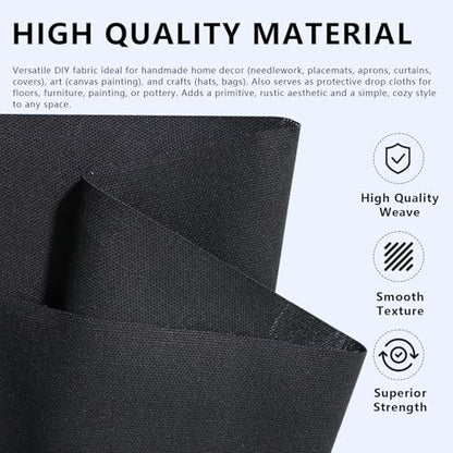 Canvas Fabric, 60" Wide Medium Weight 8 oz Duck Fabric for Quilting, Sewing, Crafts, Painting, Drop Cloths (Black) - color: Black, size: 60''x40''