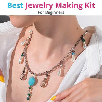 MODDA Deluxe Jewelry Making Kit with Video Course, Includes Instructions, Beads, Necklace, Bracelet, Earrings Making, Crafts for Adults, Beginners, Christmas Gift for Teens, Girls 13-15, Moms, Women - color: Deluxe Jewelry Making Kit