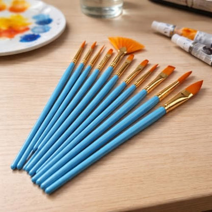 Acrylic Paint Brush Set, 15 pcs Nylon Hair Paint Brushes for All Purpose Oil Watercolor Face Body Rock Painting Artist, Small Painting Brush Kits for Kids Adult Drawing Blue - color: Blue