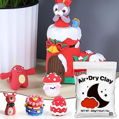 ifergoo Red Air Dry Clay - Moldable Cosplay, DIY Creative Modeling Clay for School Arts & Craft Project, Fake Bake, Slime Supplies, Super Light Magic Foam Molding Clay, Soft, No-Sticky, 1.1LBS/500G - color: Red/500g