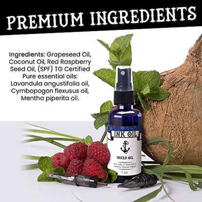 Ink Oil Tattoo Aftercare - Organic Tattoo Oil for Healing - Natural Tattoo Aftercare Lotion with Therapeutic Grade Essential Oils - High-Grade Tattoo Healing Oil for Fresh & Healed Tattoos