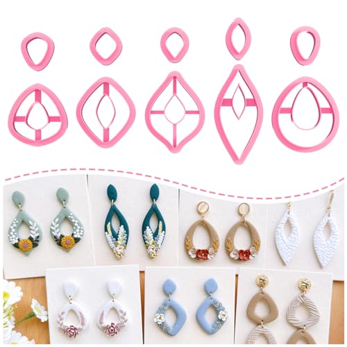 Keoker Polymer Clay Cutters, Boho Polymer Clay Cutters, Clay Earrings Cutters, Basic Polymer Clay Jewelry Making Supplies, Polymer Clay Cutter Sets - color: B color