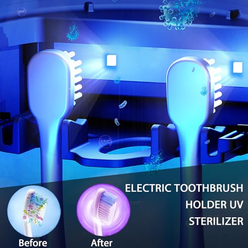 Bathroom Toothbrush Holders - Smart Drying and Cleaning, Solar Charging, Small Toothbrush and Cup Storage Rack, Stylish Bathroom Decor and Accessories for Home and RV (Gray)