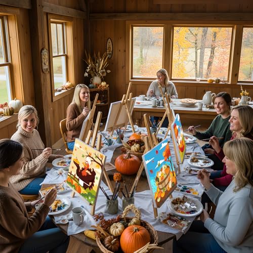 Sherr 24 Pcs Pre Drawn Canvas for Painting Adult Pre Printed Canvas Bulk Sip and Paint Kit Stretched Panels Paint Set for Theme Valentine Painting Night Party Favor(Autumn,8 x 10 Inch) - size: 8 x 10 Inch, style: Autumn