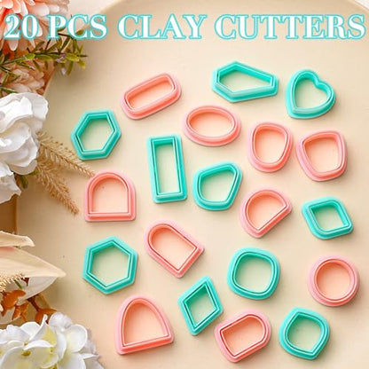 TAINSKY Polymer Clay Cutters - 20 Shapes Frame Clay Cutters, Boho Polymer Clay Cutters for Earrings Jewelry Making, Window Clay Cutters for Polymer Clay Jewelry. (Style-B) - color: Basic Set