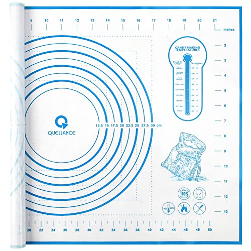Silicone Pastry Mat with Measurement, Baking Mat for Fondant, Rolling Dough, Pie Crust, Pizza and Cookies, Fondant Mat,16" x 24", Blue - color: Blue, size: 24"L x 16"W