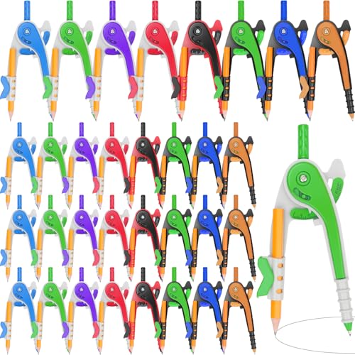 32 PCS Math Compass Geometry Math Drafting Set 6 Inch Plastic Drawing Compass with Pencils for Math Student Classroom School Office Woodworking Art Drawing Mandala Studying - style: 32 Pack
