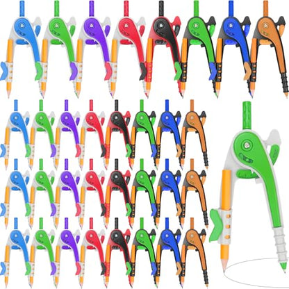 32 PCS Math Compass Geometry Math Drafting Set 6 Inch Plastic Drawing Compass with Pencils for Math Student Classroom School Office Woodworking Art Drawing Mandala Studying - style: 32 Pack