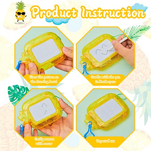 Outus 24 Pcs Mini Magnetic Drawing Boards Goodie Bags Stuffers for Kids Backpack Keychain Clip Drawing Board Erasable Sketch and Painting Pad for Classroom Rewards Party Favors (Pineapple) - style: Pineapple