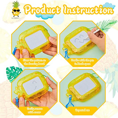 Outus 24 Pcs Mini Magnetic Drawing Boards Goodie Bags Stuffers for Kids Backpack Keychain Clip Drawing Board Erasable Sketch and Painting Pad for Classroom Rewards Party Favors (Pineapple) - style: Pineapple