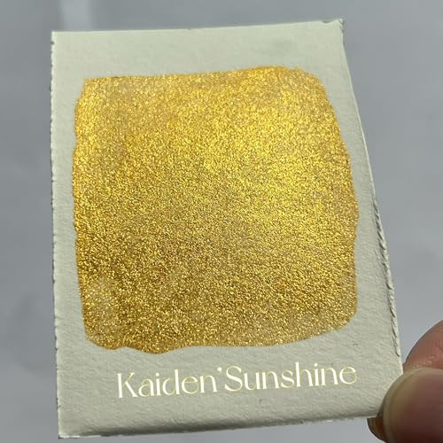 Metallic-Pearlescent Watercolor Paint Full Pans-Highly Pigmented for Painters, Professionals, Beginners, Hobbyists, Students Choose Your Color (Kaiden’s Sunshine) - color: Kaiden’s Sunshine (Full Pan)