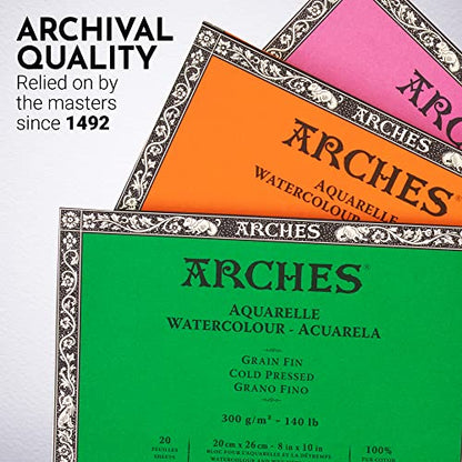 Arches Watercolor Paper Block, Hot Press, 8" x 10", 140 pound - size: 8"x10", style: Hot Press
