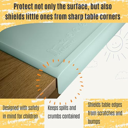 Silicone Craft Mat for Painting, PlayDoh and Art Projects with Angle-Protective Safety Edge – Toddlers & Kids Placemat – Non-Slip & BPA-Free Food Mat – 1.5mm Thick, 24"x16", Sage Green - color: Sage Green, size: 24"L x 16"W