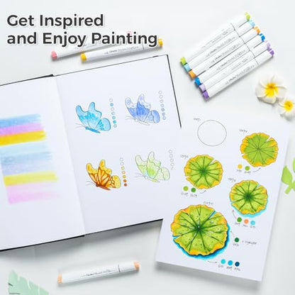Ohuhu Sketchbook Marker Paper Pad: 8.3"x11.7" Large Art Sketch Book Drawing Papers 78 Sheets/156 Pages 120 LB/200 GSM Hardcover Sketching Books for Alcohol Markers Sketchpad Christmas Gift - size: 8.3" x 11.7"