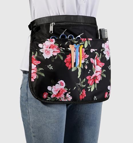 Barber Apron with 5 Pockets, Waterproof and Bleach-proof Hair Stylist Apron for Men and Women - color: Peony