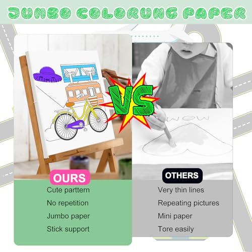 2-Pack Boys Coloring Paper Roll, 1 Dinosaur World + 1 Vehicle Adventure, 116"x11.6" Giant Drawing Paper, Reusable Mess-Free Art Paper Set for Toddler Boys Ages 3-8, Best Birthday Gift & Tablecloth - color: C8