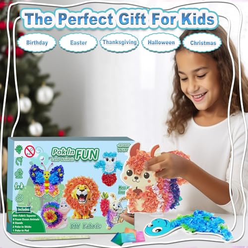 JRD&BS WINL Poke A Dot Art Kit - Magical Animals Theme No-Mess DIY Craft for Kids Mess-Free Fun for Kids, DIY Wood Craft Kits, Creative Activity, Christmas Gifts for Girls & Boys Ages 4 - style: Animal