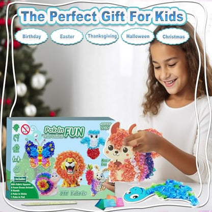 JRD&BS WINL Poke A Dot Art Kit - Magical Animals Theme No-Mess DIY Craft for Kids Mess-Free Fun for Kids, DIY Wood Craft Kits, Creative Activity, Christmas Gifts for Girls & Boys Ages 4 - style: Animal
