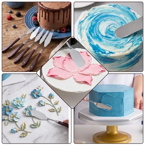 5 Pcs Cake Spatula Stainless Steel Cake Decorating Spatula Cakes Apatula Palette Knife Icing Frosting Cream Spatulas Baking Pastry Tool For Frosting Fondant Chocolate