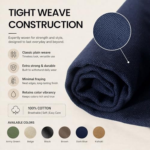 Wildarms 100% Cotton Canvas Fabric by The Yard - 59" Wide 12oz Heavy Duty Natural Duck Canvas for Sewing DIY, Tote Bags, Upholstery & Embroidery (Dark Blue, Cut by the Yard) - color: Dark Blue, size: 1-Yard Pre-Cut (Non-Continuous)