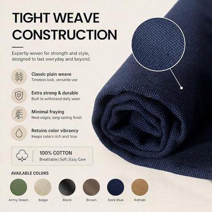 Wildarms 100% Cotton Canvas Fabric by The Yard - 59" Wide 12oz Heavy Duty Natural Duck Canvas for Sewing DIY, Tote Bags, Upholstery & Embroidery (Dark Blue, Cut by the Yard) - color: Dark Blue, size: 1-Yard Pre-Cut (Non-Continuous)