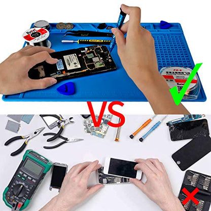 Kaisiking Silicone Soldering Mat Magnetic Soldering Mat Silicone Repair Mat Heat Resistant Work Mat for Soldering, Electronics Repair, 13.8 x 9.8 inch - color: 140 Soldering Mat Kit