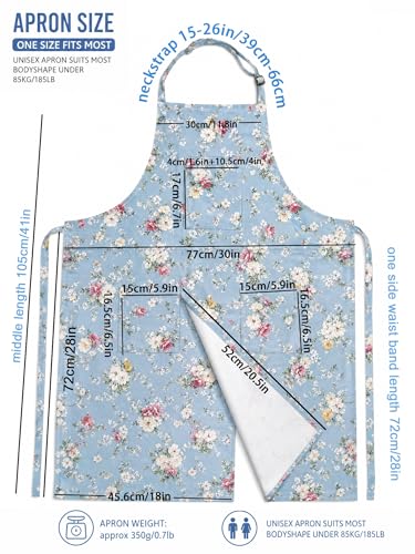 Molaxhome Split Apron with 3 Pockets,Unisex Pottery Apron with Adjustable Strap for Kitchen Ceramics - color: Bluerose