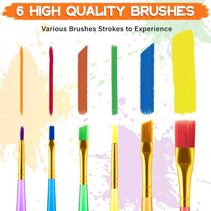 POPYOLA Acrylic Paint Set for Kids, Non Toxic Kids Painting Set with Tabletop Easel, Acrylic Paints, Smock, Canvases, Wooden Stencils, Brushes, Painting Kit Gift for Beginner Student Toddlers - color: Blue