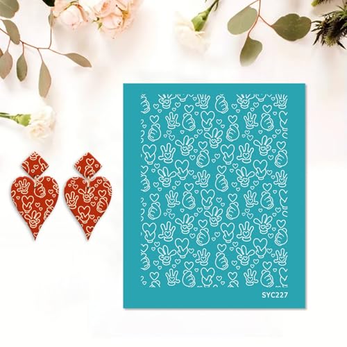 Briartw 5 Pattern Clay Silk Screen Stencil Set for Polymer Clay – Valentine's Day Earring Stencil Set - DIY Craft Templates – for Polymer Jewelry,Earrings,Sculpting & Decorative Art - 4.13x3.35 Inch