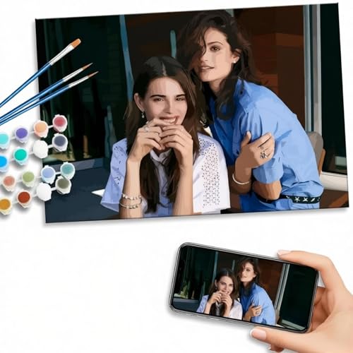 Noyhnuoch Custom Paint by Numbers Kit, 24/36/48 Colors Personalized DIY Canvas Painting Set with Acrylic Paints, Home Decor Gifts for Family Couples (with DIY Frame, 12X16inch) - color: With DIY Frame, size: 12X16inch