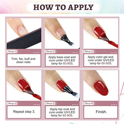 JODSONE 36 PCS Gel Nail Polish Set-32 Colors Gel Polish Kit Base Coat Glossy Matte and Glitter Top Coat Nail Polish Set Green Blue Red Pink Collection Gifts for Women - color: B02