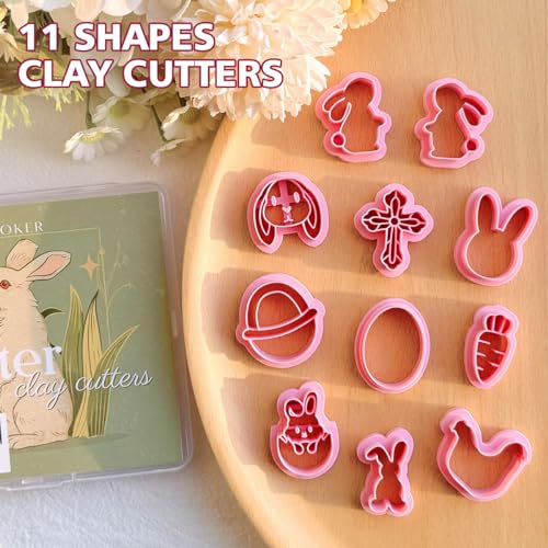 KEOKER Polymer Clay Earring Cutters Easter, 11 Shapes Easter Bunny Clay Cutters for Polymer Clay Jewelry - color: Easter clay cutters B