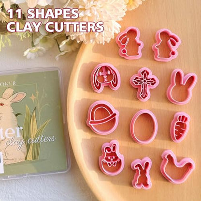 KEOKER Polymer Clay Earring Cutters Easter, 11 Shapes Easter Bunny Clay Cutters for Polymer Clay Jewelry - color: Easter clay cutters B